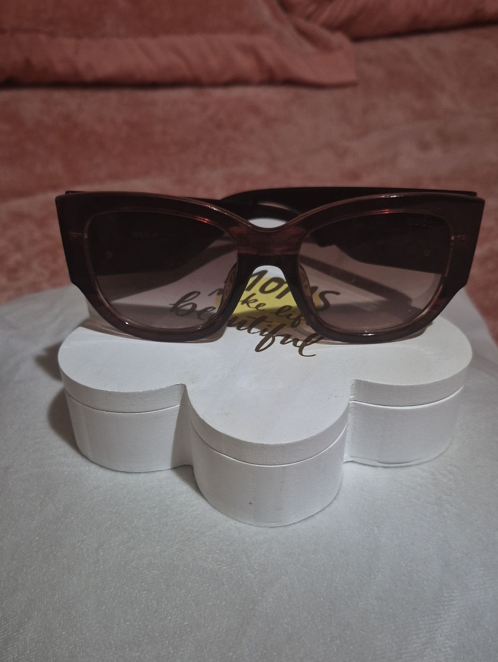 Gucci Women's Oversized Square Sunglasses in Brown with Gold Logo